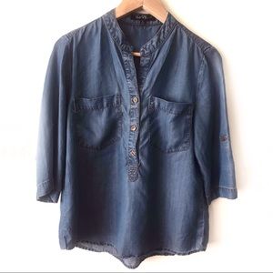 [SOLD] Velvet Heart Tab Sleeve Tencel Chambray Top